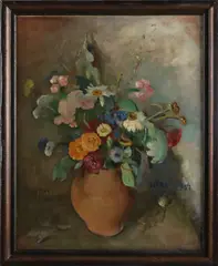 Móric Góth, Vaas met bloemen, Olieverf op linnen