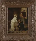 Theodro Pixis, 17e-18e Eeuws interieur met figuren, Olieverf op linnen