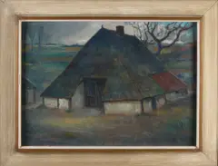 Herman Berends, Twentse boerderij, Olieverf op paneel