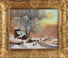L. Hoffmann, Wintergezicht met ijspret, Olieverf op linnen