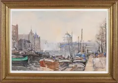 Herman Paradies, Visafslag Rotterdam, Gouache op papier