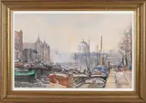 Herman Paradies, Visafslag Rotterdam, Gouache op papier