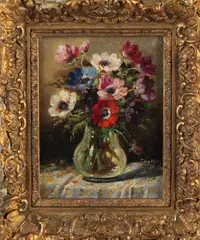 Tilly Moes, Vaas met anemonen, Olieverf op linnen