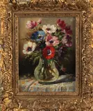 Tilly Moes, Vaas met anemonen, Olieverf op linnen