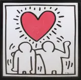 Keith Haring, Twee figuren met hart, Lithografie op papier