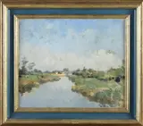 Onduidelijk gesigneerd, Riviergezicht impressionistisch
