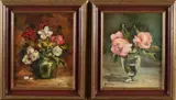 Twee maal Helene, Stillevens met bloemen, Olieverf op paneel