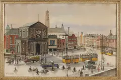 Wim Paradies, Hollands stadsgezicht, Aquarel op papier