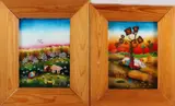 Landschappen by Twee achter-glas schilderijen door Jovanovic Dragan, sold Apr 2021