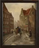 J.D. Schipper, Stadsgezicht met koets, Stadsgezicht met koets en figuren