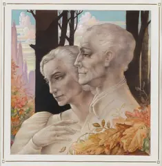 Johfra Bosschart, Zelfportret met vrouw, Aquarel op papier