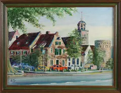 T. Kroes, Vispoort Deventer, 1984, Olieverf op linnen