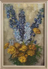 J. Vijlbrief, Bloemen, Oieverf op linnen