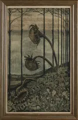 H.B. Dieperink, Bosgezicht met zonnebloemen, Lithografie op papier