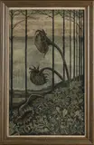 H.B. Dieperink, Bosgezicht met zonnebloemen, Lithografie op papier