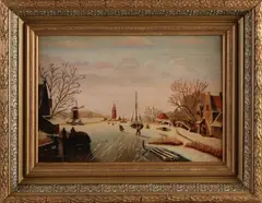 L. Hoffmann, Wintergezicht, Olieverf op paneel