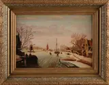 L. Hoffmann, Wintergezicht, Olieverf op paneel