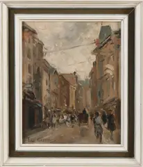 Leo Grijseels, Stadsgezicht Den Haag, Olieverf op paneel