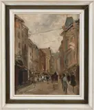Leo Grijseels, Stadsgezicht Den Haag, Olieverf op paneel