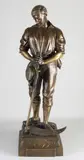 Groot 19e eeuws Frans bronzen figuur, Man met zeis