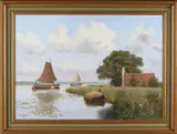 Willem Jacobus Alberts, Skutsje op meer, Olieverf op linnen