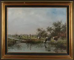 Hollands poldergezicht by Albert Buikema, Olieverf op linnen, sold Jan 2021