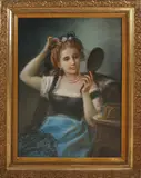 J. Barboth, Meisje in klederdracht, Pastel op papier