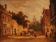 Monogram W.K.K., Oud Hollands stadsgezicht, Olieverf op paneel