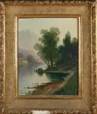 K. Rodeck, Berglandschap met rivier, Olieverf op linnen