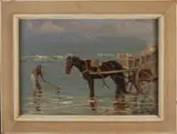 Louis Hartz, 12869-1935, Schelpenvisser Katwijk, Olieverf op linnen