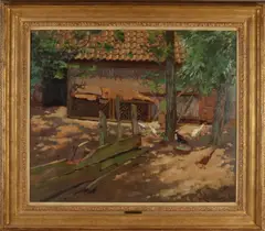 Boerderij met kippen by Otto Coenders, Olieverf op paneel, sold Jan 2021