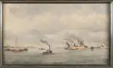 Marinus De Jongere, Rotterdams havengezicht, Aquarel op papier