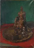 Anton van der Vet, Stilleven met boeddha figuur, Olieverf op linnen