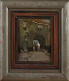 Chris Soer, Dorpsgezicht Elburg, Olieverf op paneel