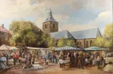 Oldenzaal Ton Anconé, Marktgezicht Oldenzaal, Olieverf op linnen