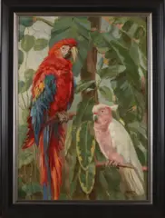 K.V. Mayr, Papegaai, Olieverf op paneel