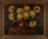 H. van Wijngaarden, Vaas met chrysanten, Olieverf op linnen