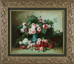 P. Florek, Stilleven met rozen, Olieverf op linnen