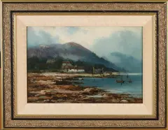 Henry Hadfield Cubley, Baai met kapel, Olieverf op paneel