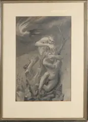 Duniel met vrouw by Monogram rechtsonder, Tekening op papier, sold Jan 2021
