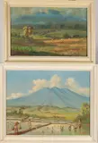 Twee maal Indonesische School, Landschappen, Olieverf op linnen