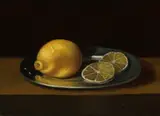 Stilleven met tinnen bord en citroen by C. Cornelisz, Olieverf op paneel, sold Jan 2021