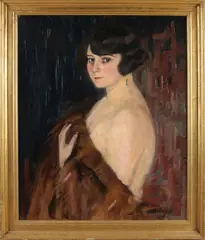 Damesportret by Duitse School, Olieverf op linnen, sold Jan 2021