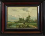 P. Gijswijt, Visser in landschap, Olieverf op paneel