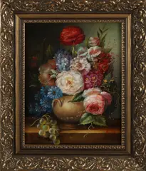 Gesigneerd Ladd, Vaas met bloemen, Olieverf op paneel