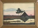 Emil Proch, Landschap Worpswede, Aquarel op papier