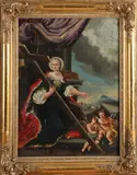 Vrouwe met Heilig kruis by 18e Eeuws Italiaans Barok schilderij, sold Jan 2021