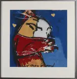 Herman Brood, Twee omhelsende personen, Litho op linnen