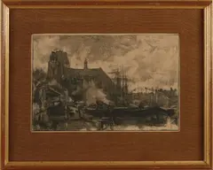 Jacob Maris, Stadsgezicht, Litho op papier