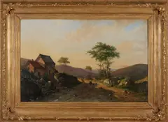 Alexander Hieronymus Bakhuijzen, Bergachtig landschap met figuren, Olieverf op linnen